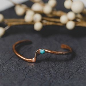 Copper & turquoise cuff handmade Native American USA